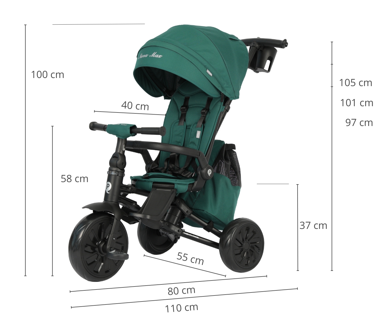 MILLY MALLY Qplay triratis Nova Max Green – kūdikių prekė