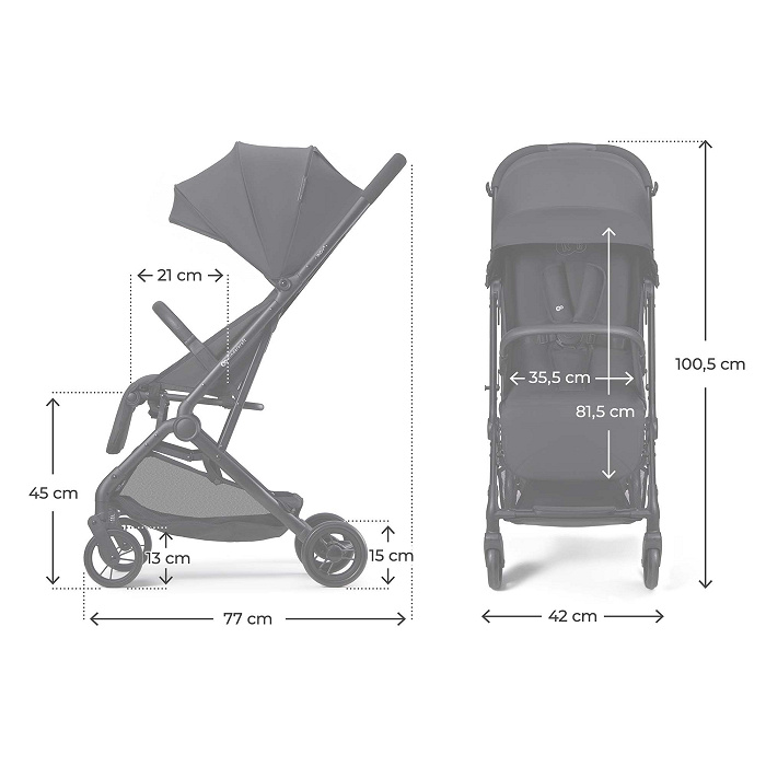 KINDERKRAFT INDY 3 Coal Black vežimėlis – kūdikių prekė
