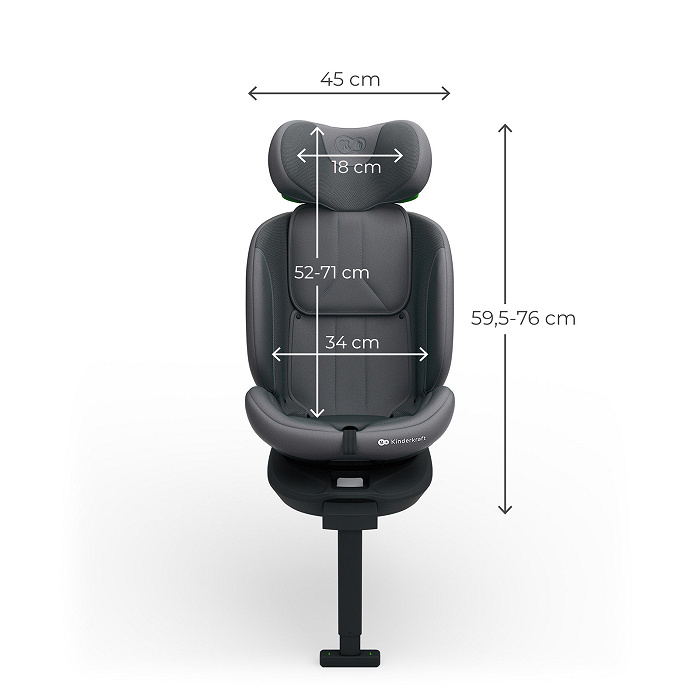 KINDERKRAFT I-360 2 PLUS i-Size autokėdutė pilka - Image 6