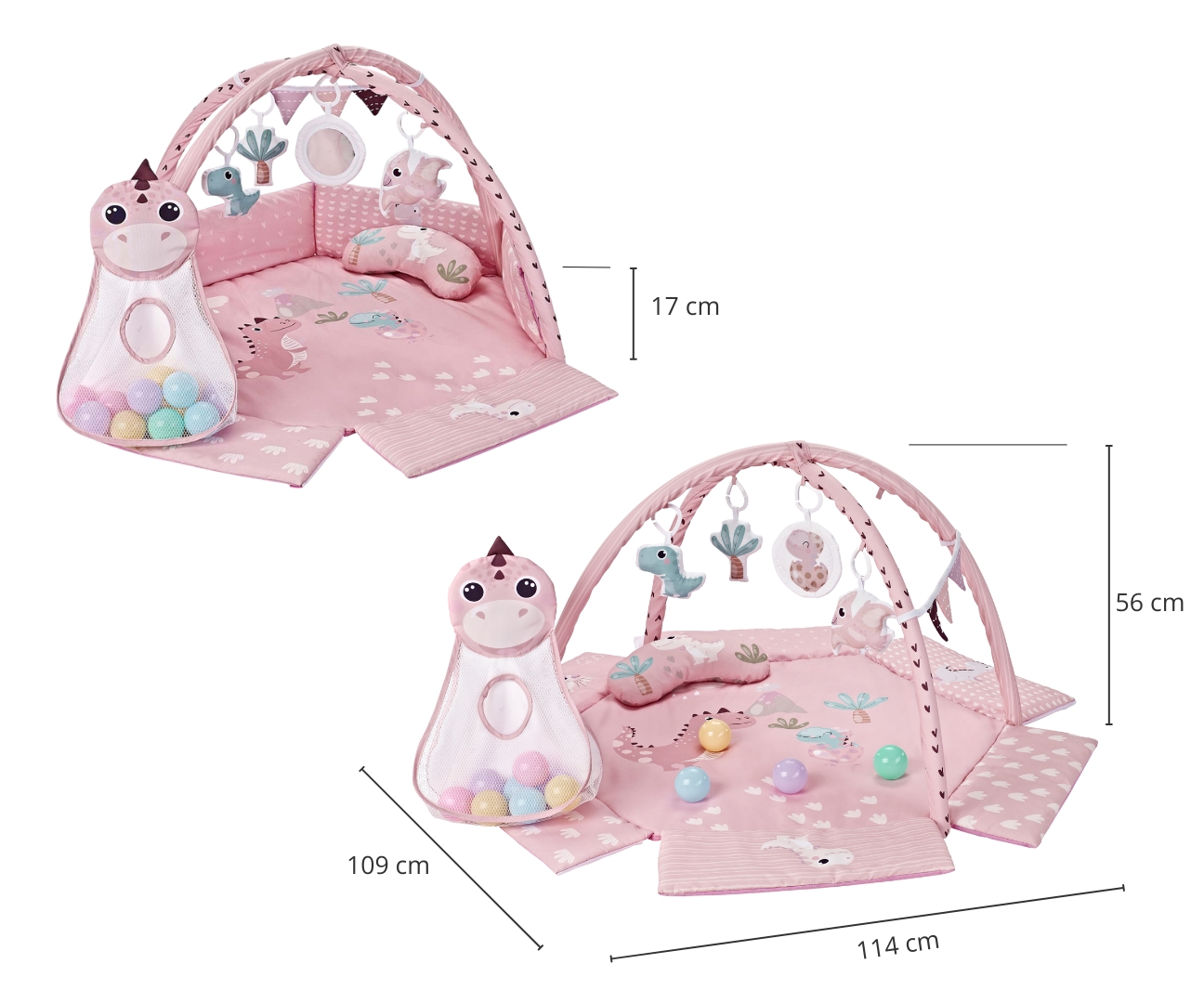 MILLY MALLY TinyMini CC9881 Dino Pink lavinantis kilimėlis – kūdikių prekė