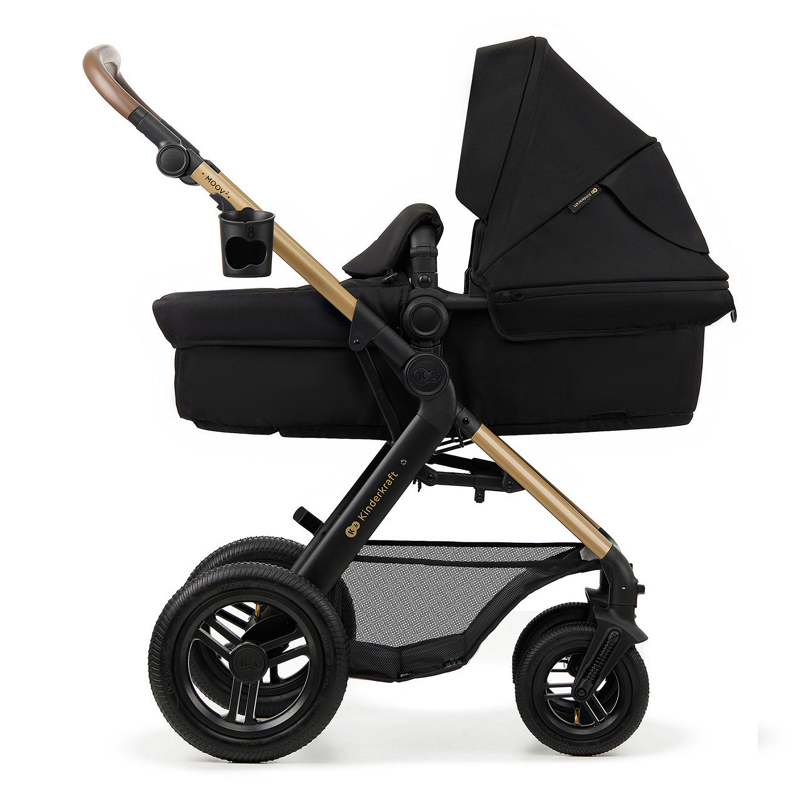 KINDERKRAFT daugiafunkcis vežimėlis MOOV 2 4in1 Pure Black AIR WHEELS – kūdikių prekė