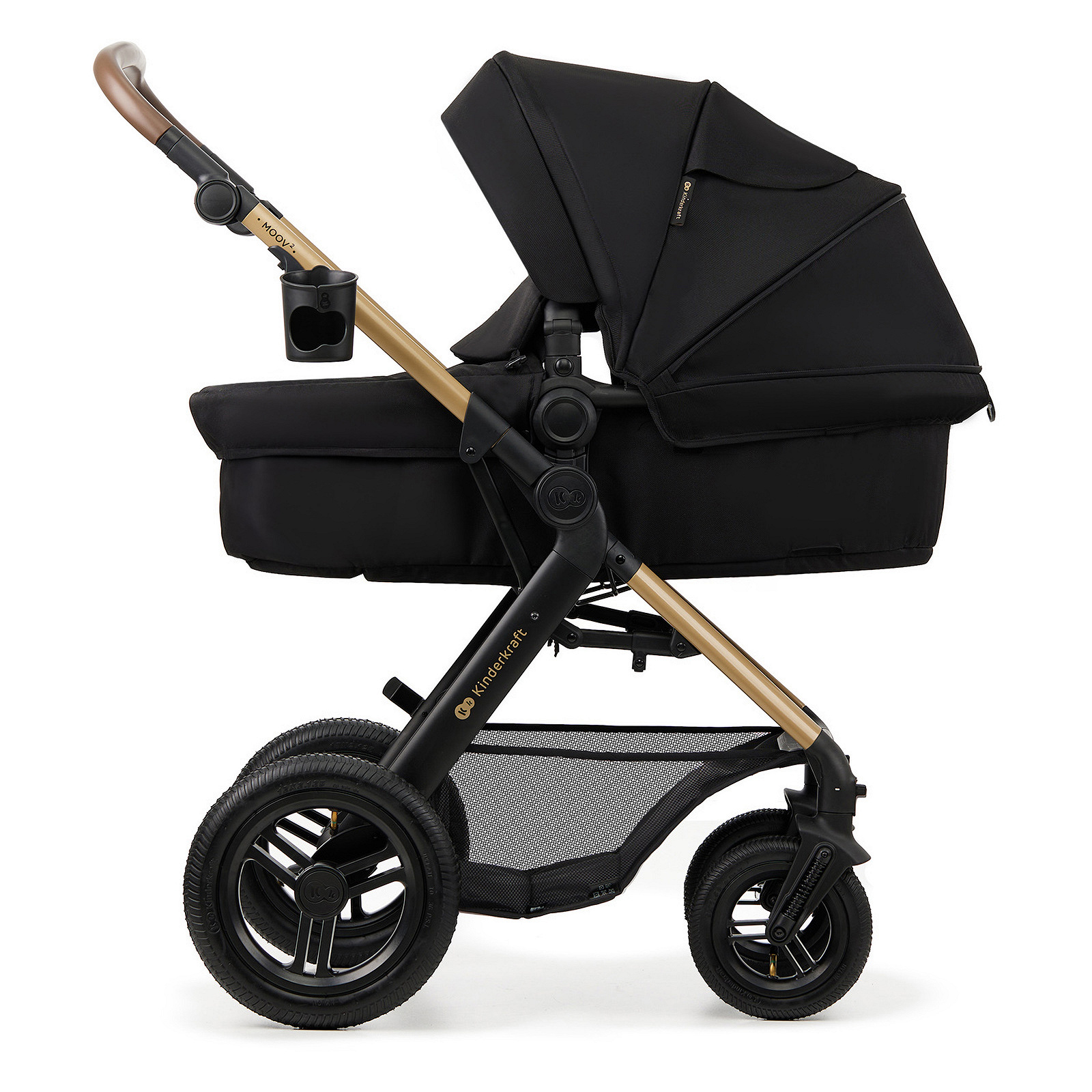 KINDERKRAFT daugiafunkcis vežimėlis MOOV 2 4in1 Pure Black AIR WHEELS – kūdikių prekė