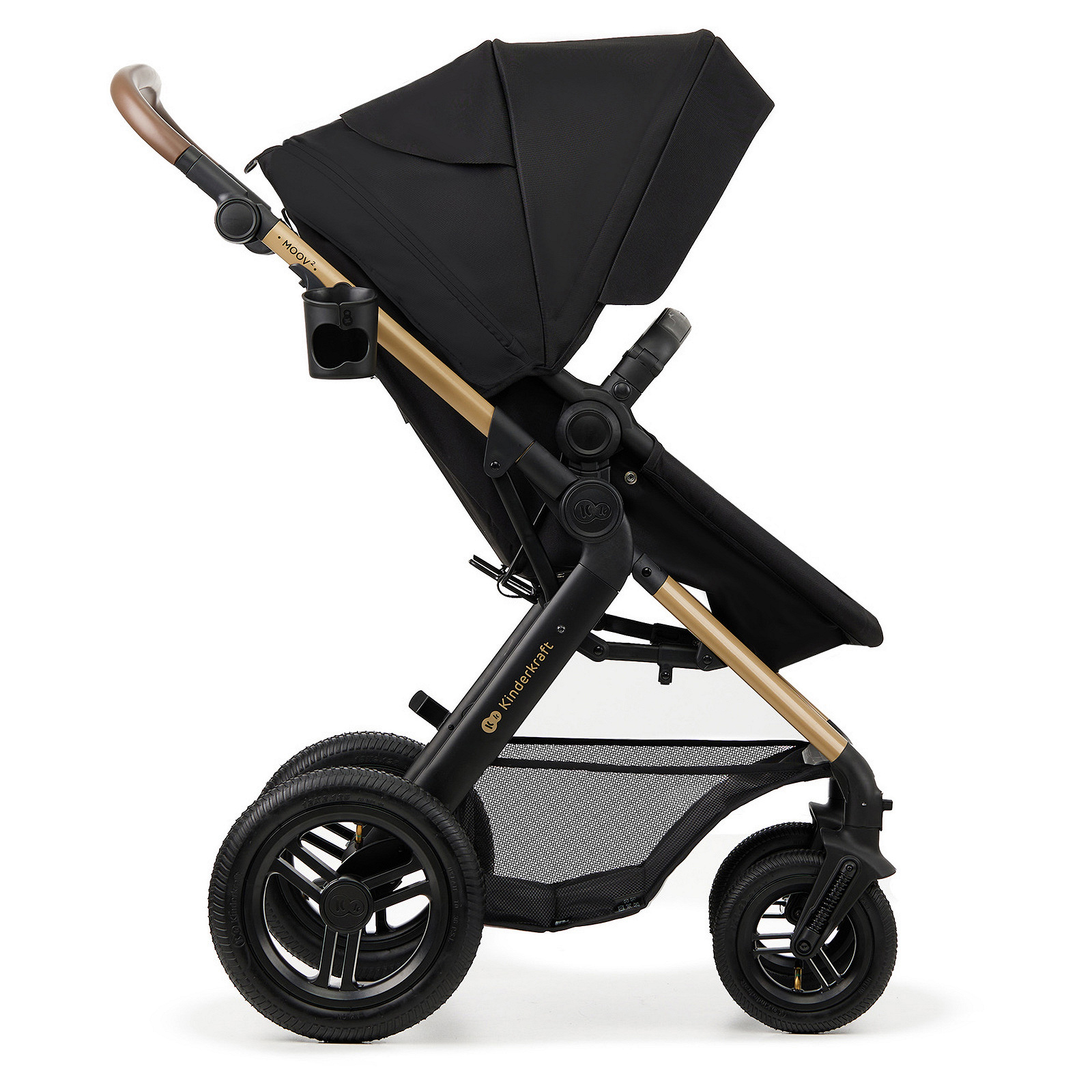 KINDERKRAFT daugiafunkcis vežimėlis MOOV 2 4in1 Pure Black AIR WHEELS – kūdikių prekė