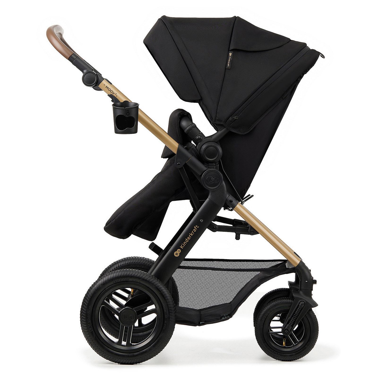 KINDERKRAFT daugiafunkcis vežimėlis MOOV 2 4in1 Pure Black AIR WHEELS – kūdikių prekė