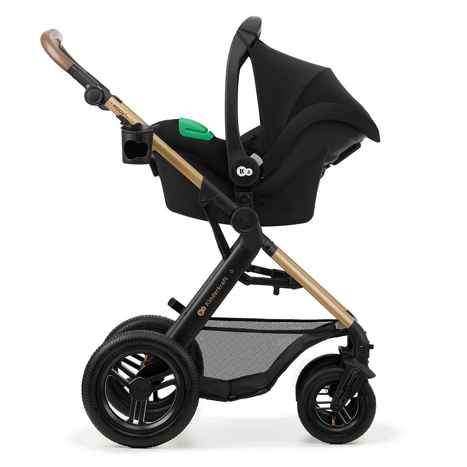 KINDERKRAFT daugiafunkcis vežimėlis MOOV 2 4in1 Pure Black AIR WHEELS – kūdikių prekė