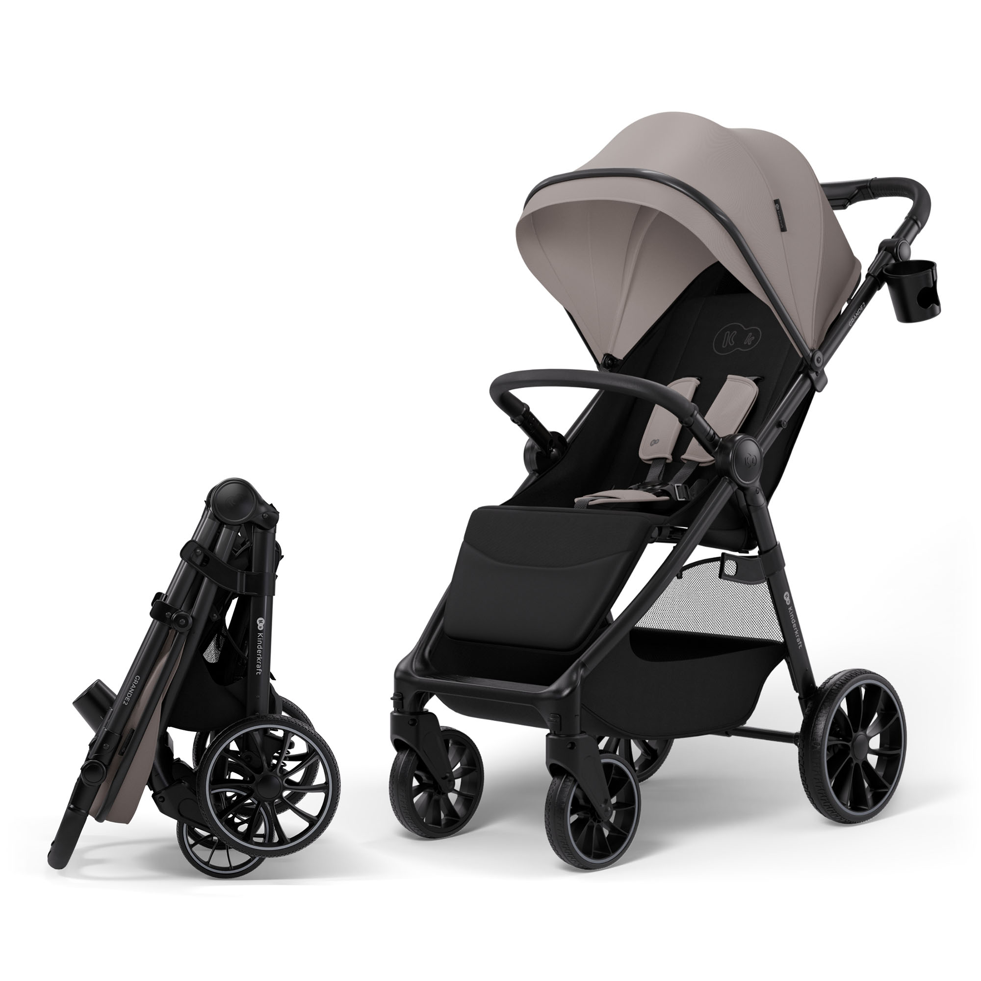 KINDERKRAFT GRANDE 2 vežimėlis smėlio smėlio spalvos - Image 4