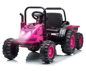 MILLY MALLY Akumuliatorinė transporto priemonė Traktorius su priekaba Farmer Pink