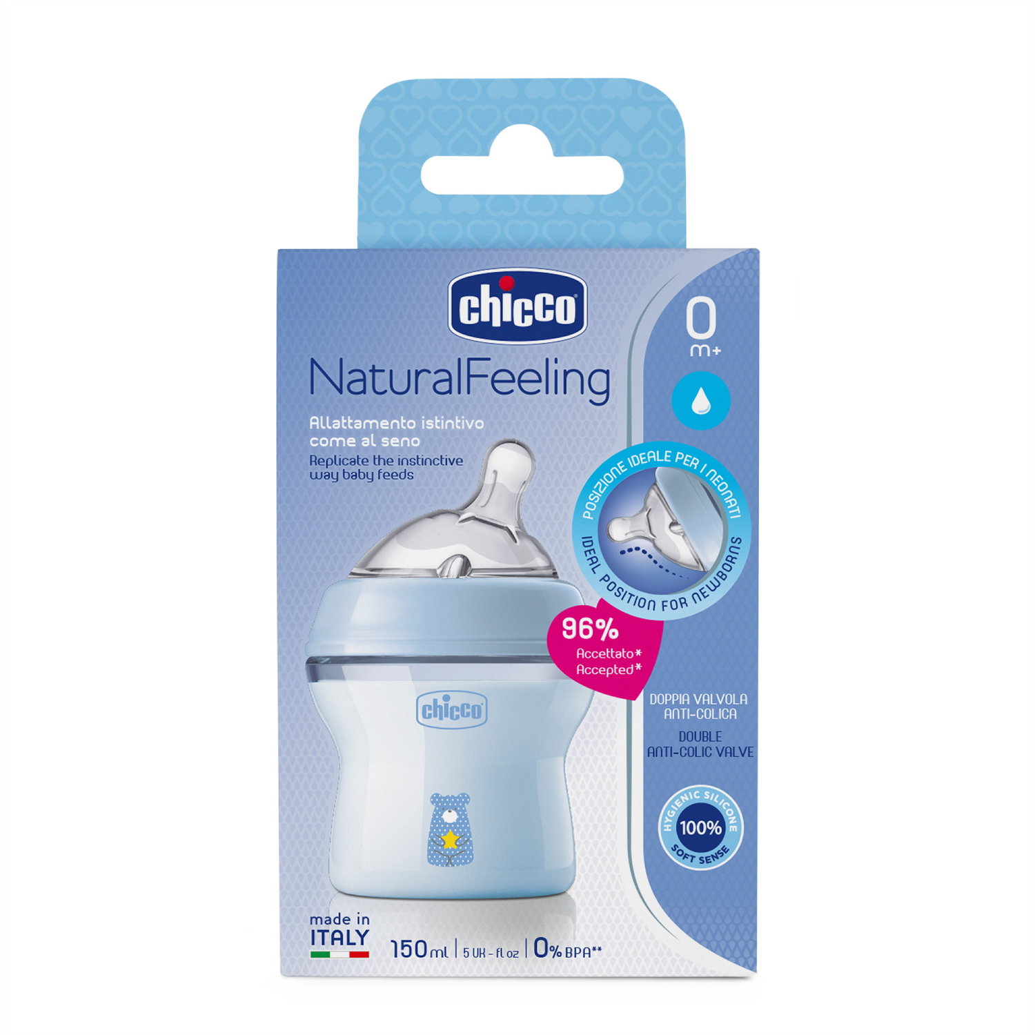 CHICCO NF plastikinis butelis 0m+ 150 ml berniukas - Image 6