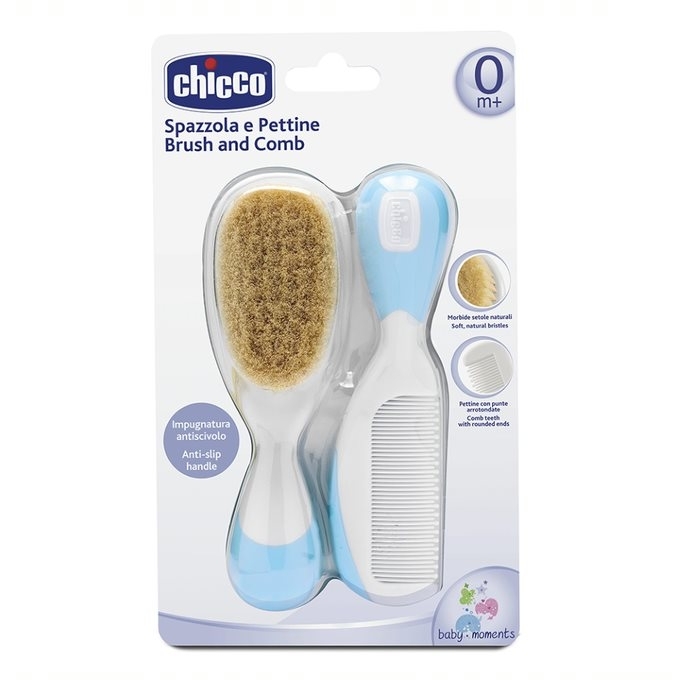CHICCO Šepetys + šukos natūralūs šereliai mėlyni - Image 2