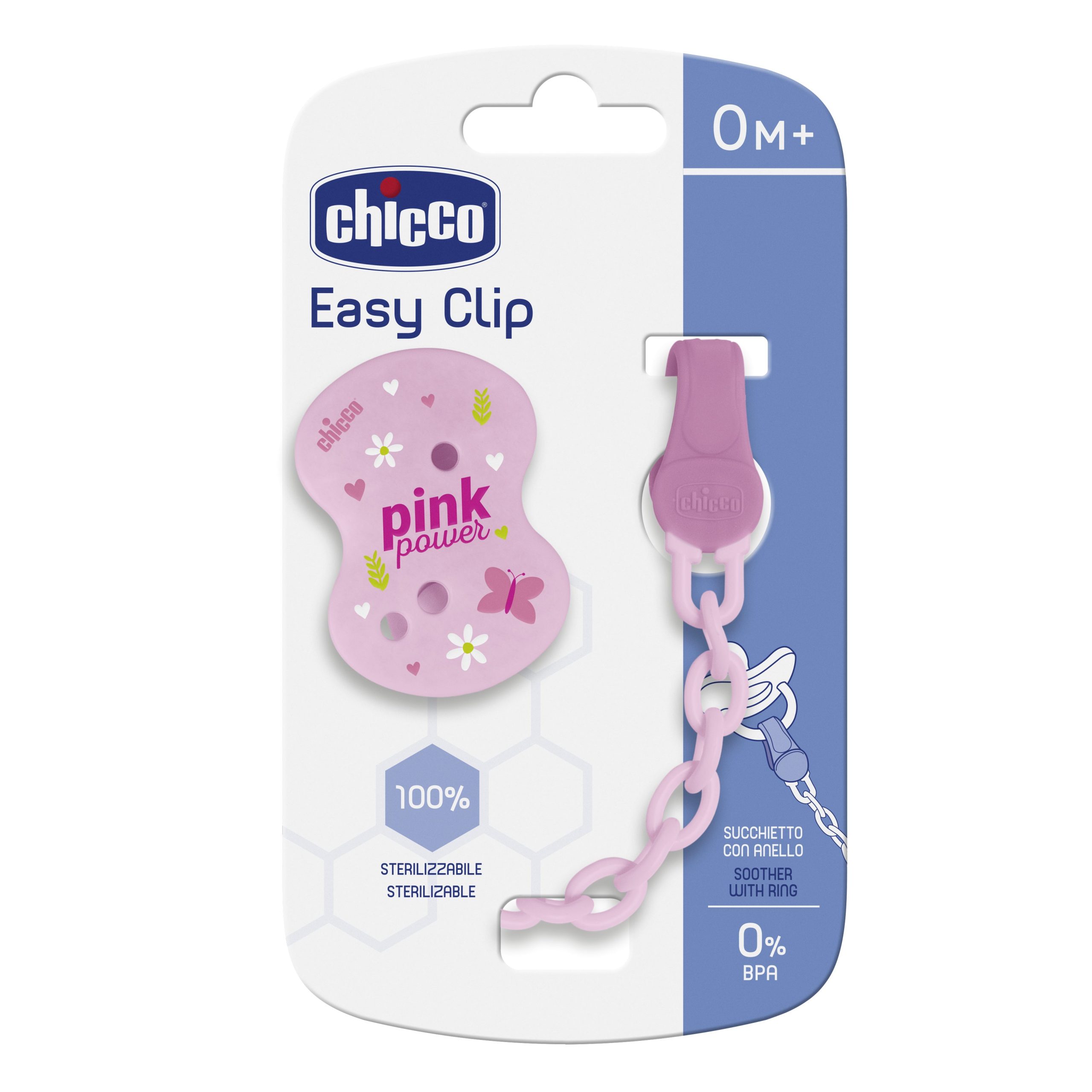 CHICCO Grandinė su čiulptuko segtuku