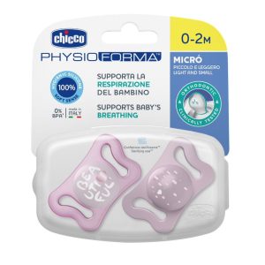 CHICCO Čiulptukas MICRO pink sil 0-2m 2 vnt.