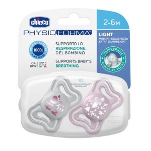 CHICCO PHYSIO LIGHT čiulptukas 2-6M sil 2 vnt rožinis