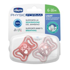 CHICCO PHYSIO LIGHT čiulptukas 6-16M sil 2 vnt rožinis