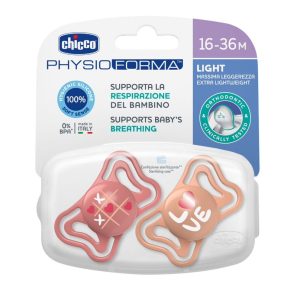 CHICCO PHYSIO LIGHT čiulptukas 16-36M sil 2 vnt rožinis
