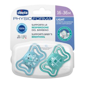 CHICCO PHYSIO LIGHT čiulptukas 16-36M sil 2 vnt mėlynas