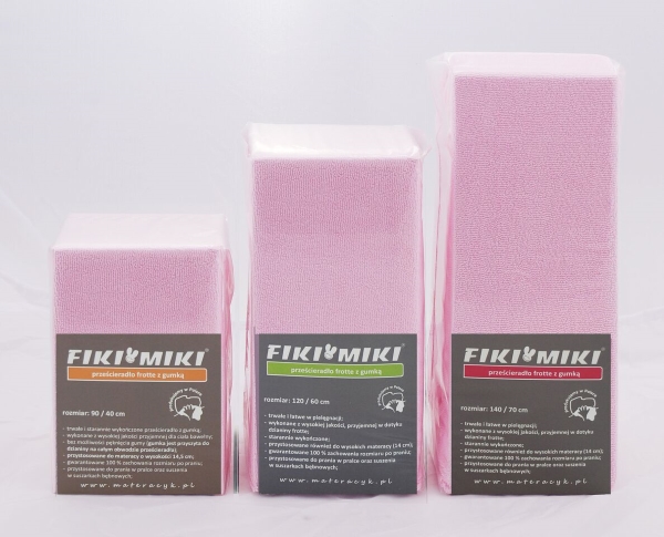 FIKI MIKI Kilpinė paklodė su elastine juostele 140x70 Rožinė