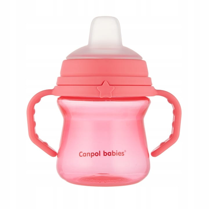 CANPOL FirstCup 150ml rožinis puodelis su silikoniniu snapeliu