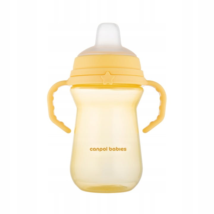 CANPOL FirstCup puodelis su silikoniniu snapeliu, 250ml, geltona
