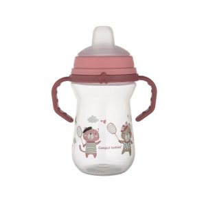 CANPOL puodelis su silikoniniu snapeliu FirstCup 250ml BONJOUR rožinis