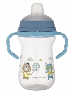 CANPOL puodelis su silikoniniu snapeliu FirstCup 250ml BONJOUR mėlynas