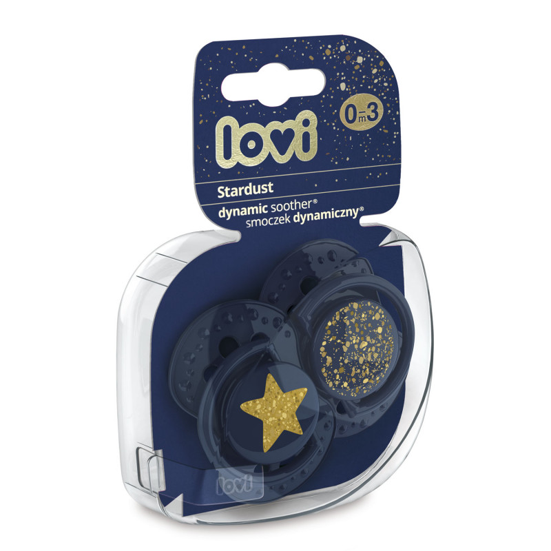 LOVI Dinaminis silikoninis čiulptukas 0-3m 2 vnt Stardust blue - Image 2
