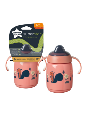 TOMMEE TIPPEE puodelis su rankenėlėmis SUPERSTAR 300ml 6m+ rožinė