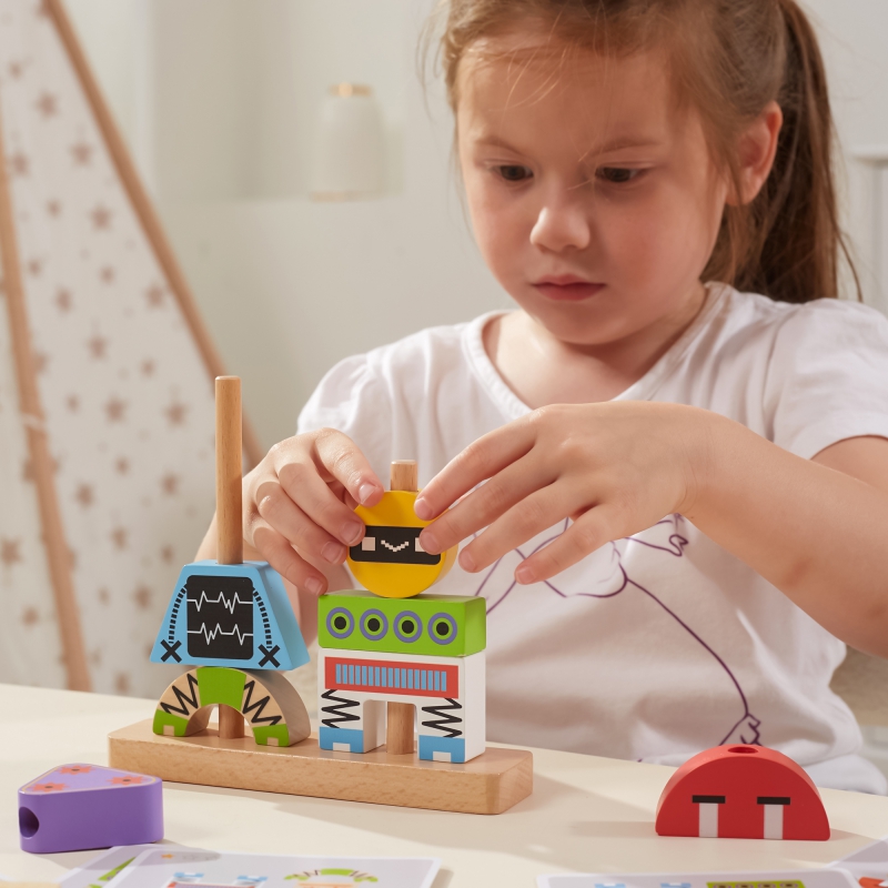 VIGA Piramidės dėlionė Robotai+Raštai 8 vnt. - Image 2