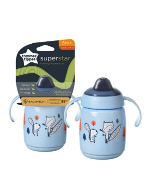 TOMMEE TIPPEE Superstar puodelis su rankenomis 300ml. 6m+ mėlyna