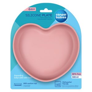 CANPOL Silikoninė plokštelė su siurbtuku HEART rožinė