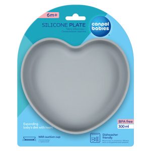 CANPOL Silikoninė plokštelė su siurbtuku HEART, mėlyna
