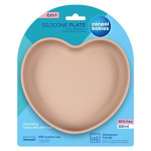 CANPOL Silikoninė plokštelė su siurbtuku HEART, smėlio spalvos