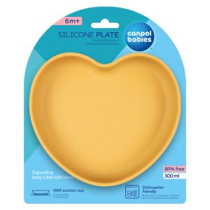CANPOL Silikoninė plokštelė su siurbtuku HEART, geltona