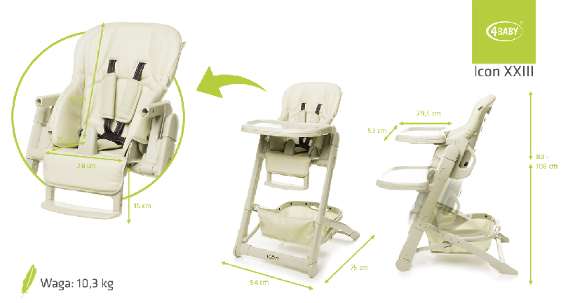 4BABY ICON smėlio spalvos vaikiška kėdutė - Image 4