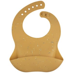 CANPOL Silikoninis seilinukas su kišenėmis DOTS geltonas