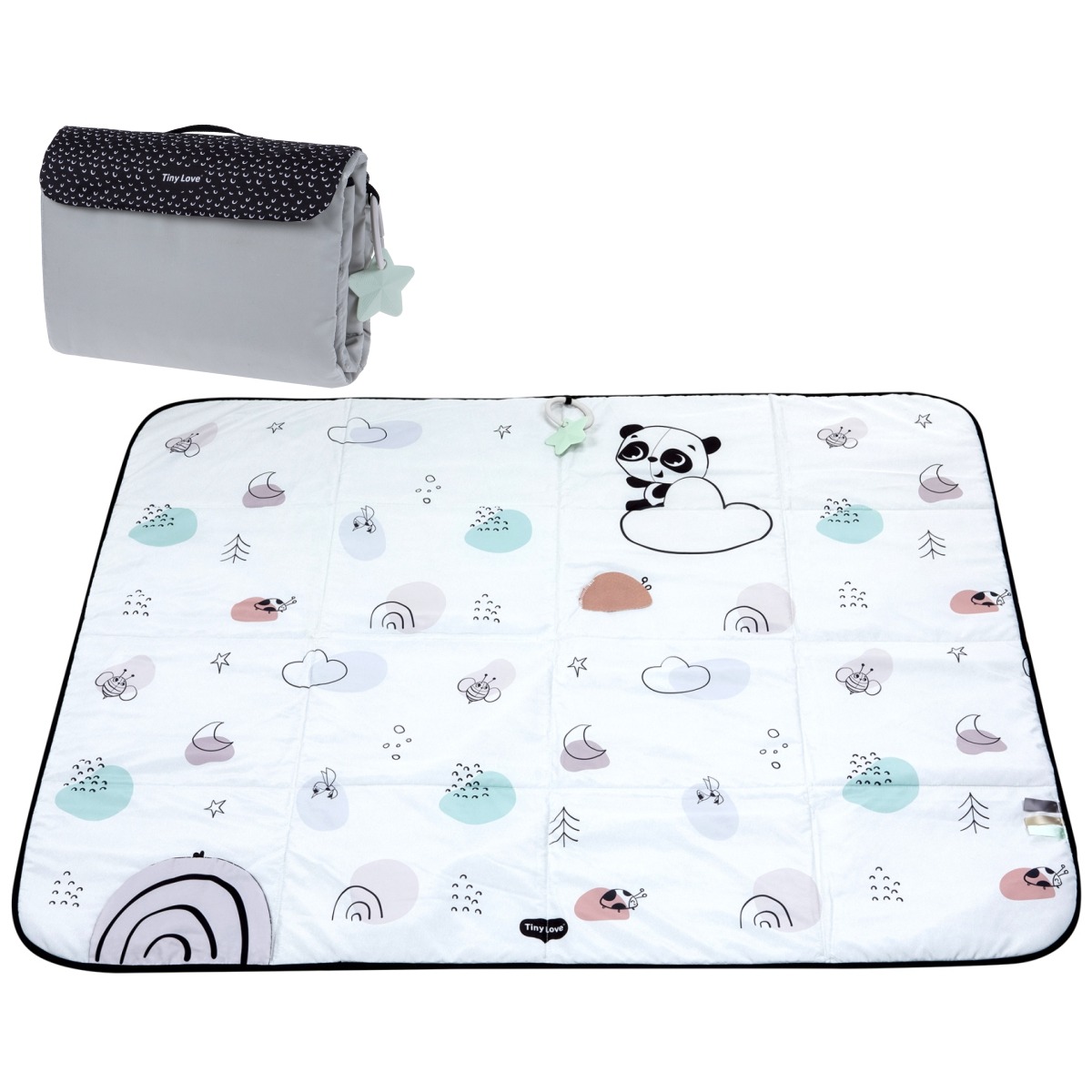 TINY LOVE Mokomasis/kelioninis kilimėlis XL DECOR juoda/balta