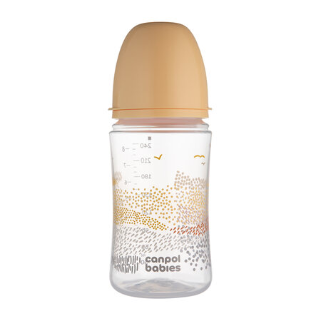 CANPOL EasyStart buteliukas nuo pilvo dieglių 240ml MOUNTAINS smėlio spalvos
