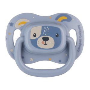 CANPOL Silikoninis čiulptukas 18+ simetriškas Cute Animals mėlynas