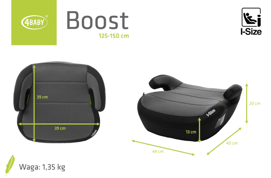 4BABY BOOST sėdynė 125-150cm GREY I DYDIS - Image 2