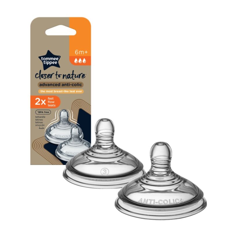 TOMMEE TIPPEE Greito srauto buteliuko žindukai, 2 pak. Anti-Colic 6+