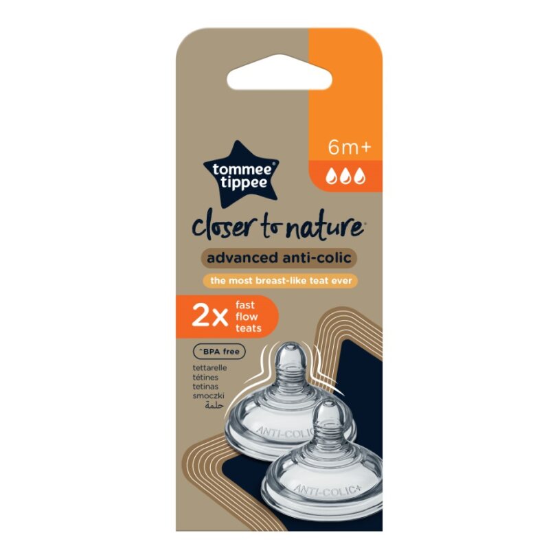 TOMMEE TIPPEE Greito srauto buteliuko žindukai, 2 pak. Anti-Colic 6+ - Image 2