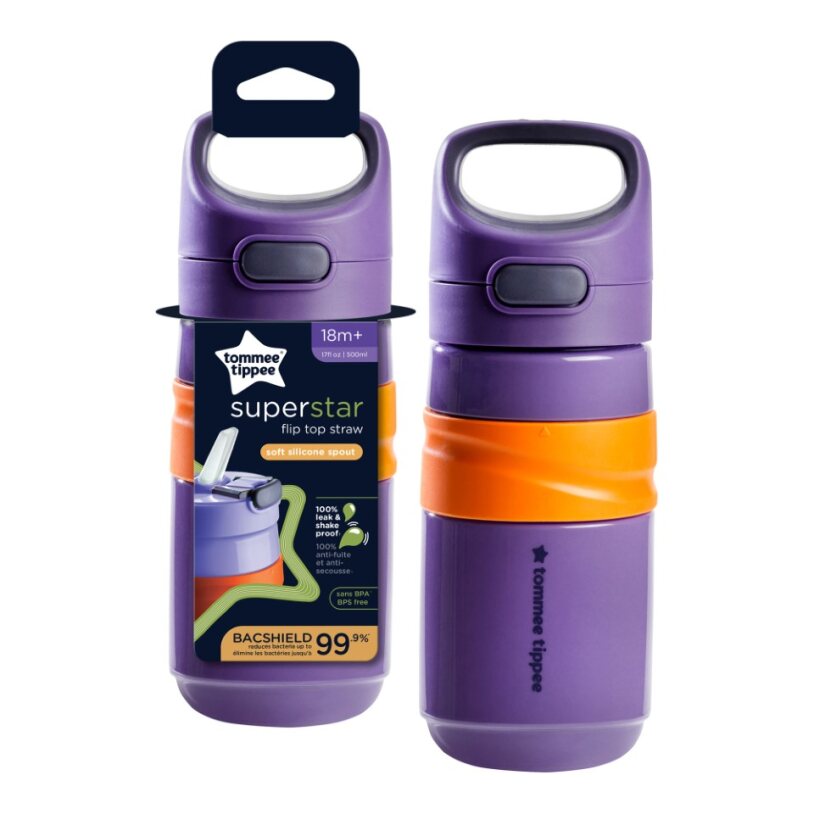 TOMMEE TIPPEE Sportinis vandens butelis 18m+ purpurinis atverčiamas dangtelis - Image 4