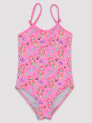NOVITI Maudymosi kostiumėlis su blizgučiais ir undinėlės raštu 92/98 cm
