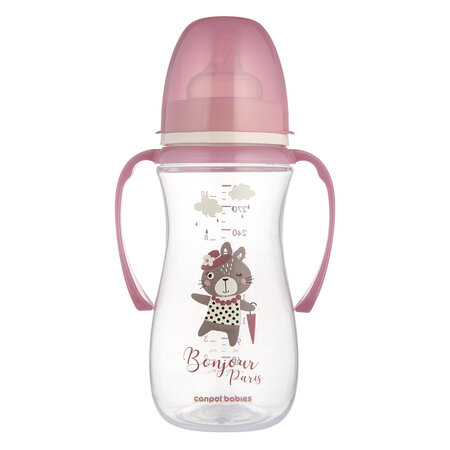 CANPOL Buteliukas nuo pilvo dieglių 300 ml EasyStart Bonjour Paris rožinis
