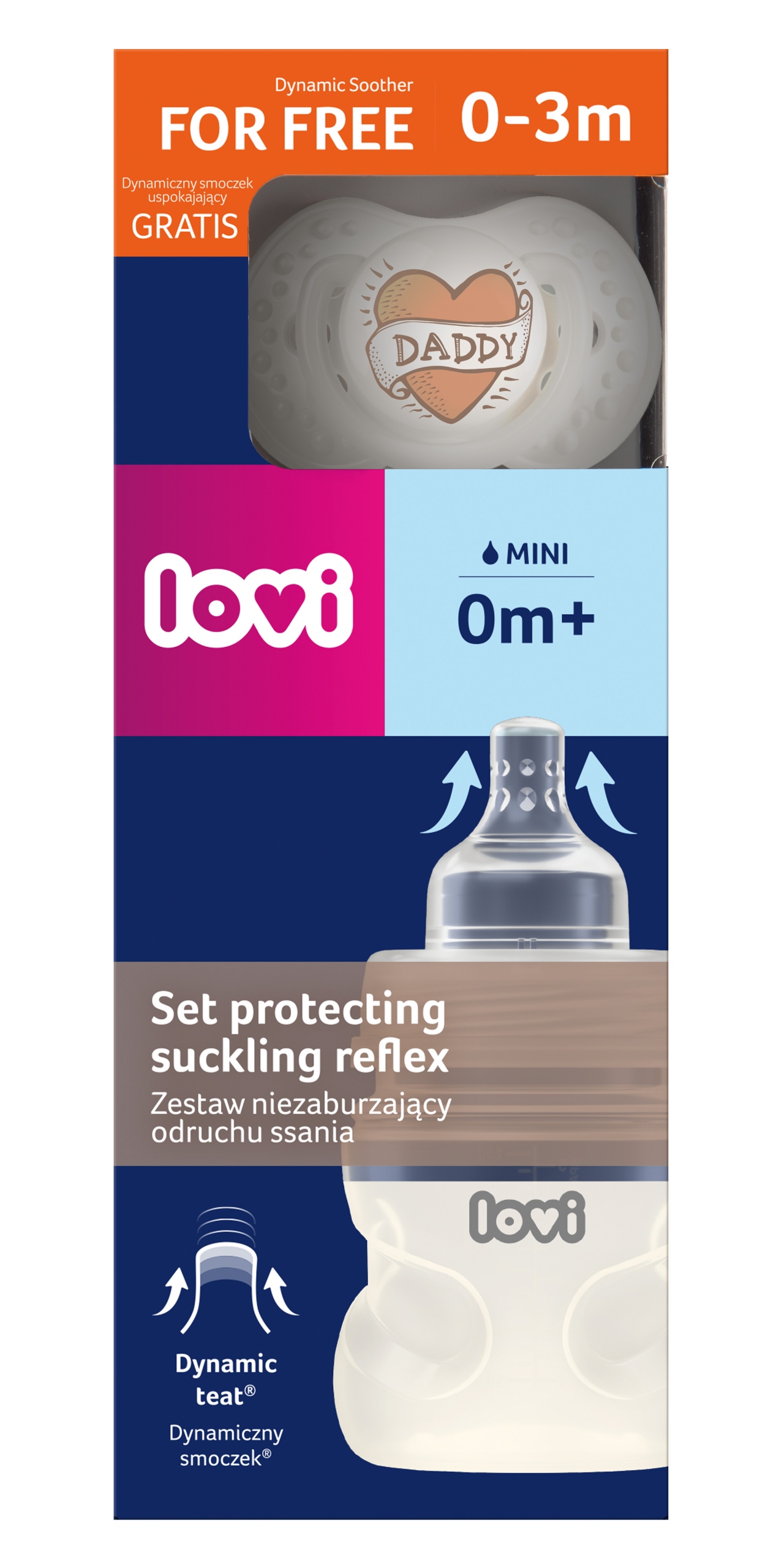 LOVI Rinkinys, netrikdantis čiulpimo reflekso, 150 ml buteliukas + USP čiulptukas. Myliu tėtį