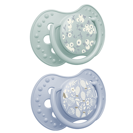 LOVI Dinaminis silikoninis čiulptukas 18+m 2 vnt Blossom Blue Boy
