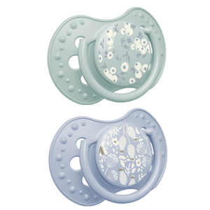 LOVI Dinaminis silikoninis čiulptukas 6-18m 2vnt Blossom Blue Boy