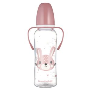 CANPOL Standartinis buteliukas su rankenėlėmis 250ml CUTE ANIMALS rožinis