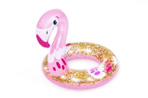 BESTWAY Plaukimo žiedas su blizgučiais Flamingo 61x61