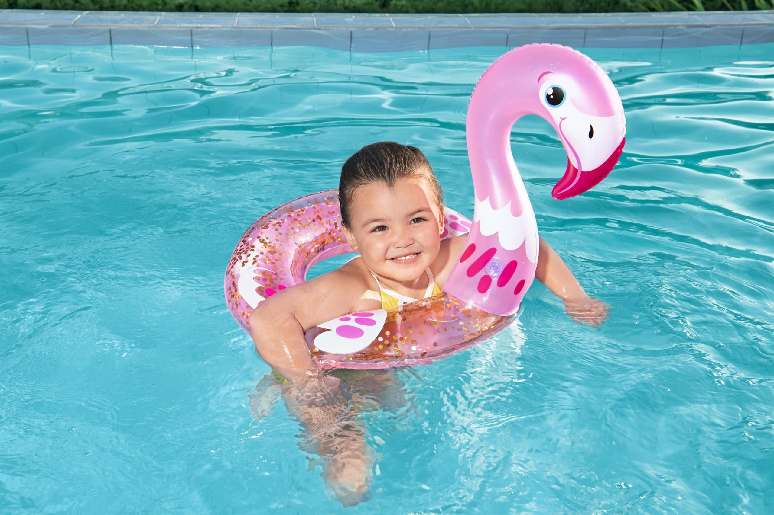 BESTWAY Plaukimo žiedas su blizgučiais Flamingo 61x61 - Image 2