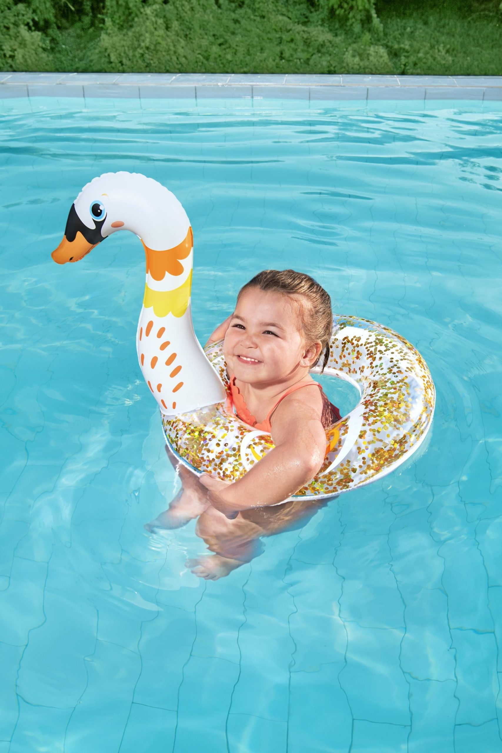 BESTWAY Plaukimo žiedas su blizgučiais Swan 61x58,5 - Image 2